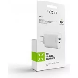 FIXED-Netzladegerät, USB-C   USB-A Anschluss, PD-Unterstützung, 30 W, weiß