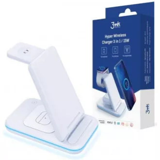 3mk Ladeständer - Hyper Wireless Charger 3w1 15W, weiß