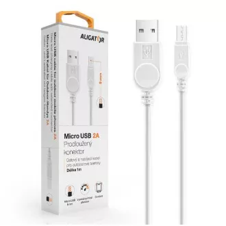 ALIGATOR Datenkabel mit verlängertem microUSB-Stecker, 2A, weiß ALIGATOR Datenkabel mit verlängertem microUSB-Stecker, 2A, weiß