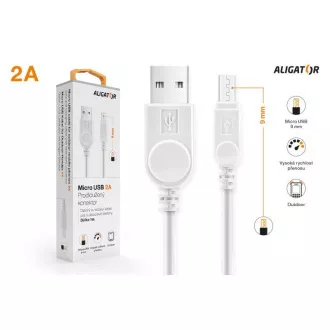 ALIGATOR Datenkabel mit verlängertem microUSB-Stecker, 2A, weiß ALIGATOR Datenkabel mit verlängertem microUSB-Stecker, 2A, weiß