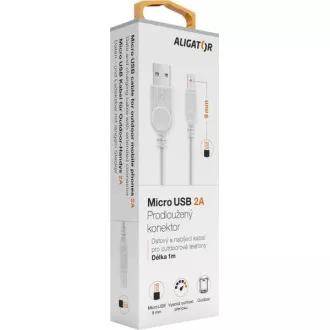 ALIGATOR Datenkabel mit verlängertem microUSB-Stecker, 2A, weiß ALIGATOR Datenkabel mit verlängertem microUSB-Stecker, 2A, weiß