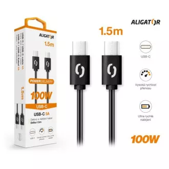 ALIGATOR Datenkabel POWER 100W, USB-C/USB-C 5A, Länge 1, 5 m, schwarz ALIGATOR Datenkabel POWER 100W, USB-C/USB-C 5A, Länge 1, 5 m, schwarz
