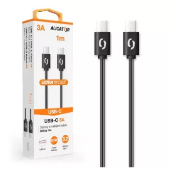 ALIGATOR Datenkabel POWER 60W, USB-C/USB-C 3A, Länge 1 m, schwarz