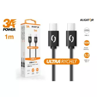 ALIGATOR Datenkabel POWER 60W, USB-C/USB-C 3A, Länge 1 m, schwarz