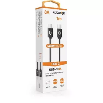 ALIGATOR Datenkabel POWER 60W, USB-C/USB-C 3A, Länge 1 m, schwarz