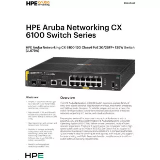 Aruba 6100 12G Class4 PoE 2G/2SFP 139W Switch JL679A RENEW Aruba 6100 12G Class4 PoE 2G/2SFP 139W Switch JL679A RENEW