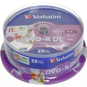 VERBATIM DVD + R (25er-Pack) / Spindle Double Layer 8X 8.5GB Inkjet bedruckbar VERBATIM DVD + R (25er-Pack) / Spindle Double Layer 8X 8.5GB Inkjet bedruckbar