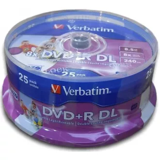 VERBATIM DVD + R (25er-Pack) / Spindle Double Layer 8X 8.5GB Inkjet bedruckbar VERBATIM DVD + R (25er-Pack) / Spindle Double Layer 8X 8.5GB Inkjet bedruckbar
