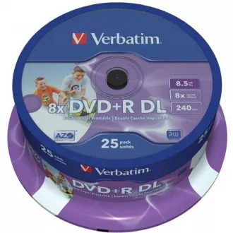 VERBATIM DVD + R (25er-Pack) / Spindle Double Layer 8X 8.5GB Inkjet bedruckbar VERBATIM DVD + R (25er-Pack) / Spindle Double Layer 8X 8.5GB Inkjet bedruckbar