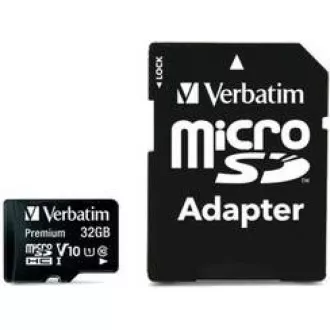 VERBATIM MicroSDHC-Karte 32 GB Premium, U1 + SD-Adapter