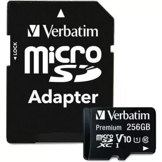 VERBATIM MicroSDXC-Karte 256 GB Premium, U1 + Adapter