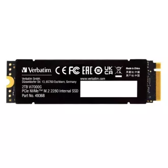 VERBATIM SSD Vi7000G Internes PCIe NVMe M.2 SSD 4TB, W 6700/ R 7400MB/s VERBATIM SSD Vi7000G Internes PCIe NVMe M.2 SSD 4TB, W 6700/ R 7400MB/s