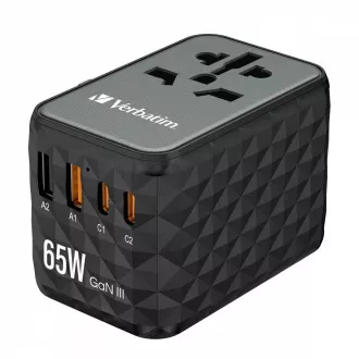 VERBATIM Universal-Reiseadapter-Ladegerät UTA-05 GaN III, 65W VERBATIM Universal-Reiseadapter-Ladegerät UTA-05 GaN III, 65W