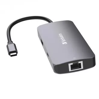 VERBATIM Hub USB-C Pro Multiport 5 Port, 2x USB 3.2, 1x USB-C, HDMI, RJ45, grau VERBATIM Hub USB-C Pro Multiport 5 Port, 2x USB 3.2, 1x USB-C, HDMI, RJ45, grau