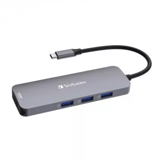 VERBATIM Hub USB-C Pro Multiport 8 Port, 3x USB 3.2, 1x USB-C, 2xHDMI, microSD/SD, grau VERBATIM Hub USB-C Pro Multiport 8 Port, 3x USB 3.2, 1x USB-C, 2xHDMI, microSD/SD, grau