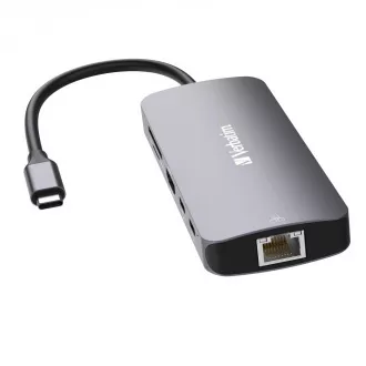 VERBATIM Hub USB-C Pro Multiport 9 Port, 3x USB 3.2, 2x USB-C, HDMI, RJ45, microSD/SD, grau VERBATIM Hub USB-C Pro Multiport 9 Port, 3x USB 3.2, 2x USB-C, HDMI, RJ45, microSD/SD, grau