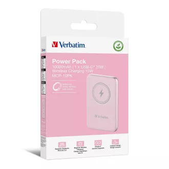 VERBATIM Powerbank Charge 'n' Go, Magnetisch, 10000 mAh, USB-C, Rosa VERBATIM Powerbank Charge 'n' Go, Magnetisch, 10000 mAh, USB-C, Rosa