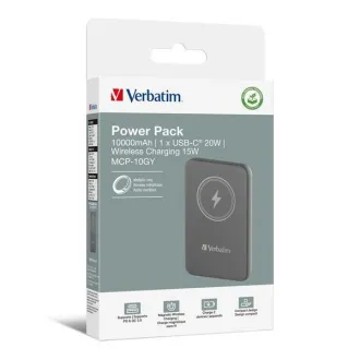 VERBATIM Powerbank Charge 'n' Go, Magnetisch, 10000 mAh, USB-C, Grau