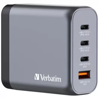 VERBATIM GaN-Netzladegerät GNC-240, 240W, 3x USB-C, 1x USB VERBATIM GaN-Netzladegerät GNC-240, 240W, 3x USB-C, 1x USB