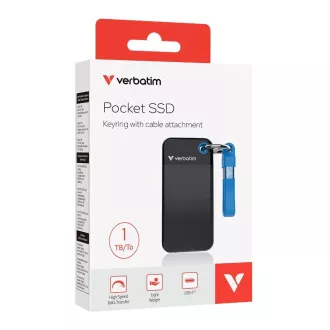 VERBATIM Externe SSD 1TB Pocket USB3.2 Gen 2, Schwarz/Blau