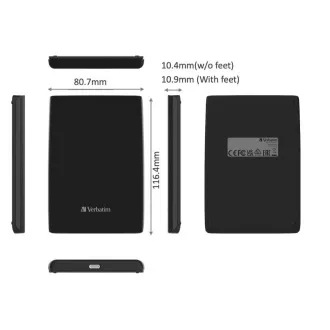 VERBATIM Externe SSD 1TB Store 'n' Go Slim Portable USB 3.0, USB-A/USB-C, Schwarz VERBATIM Externe SSD 1TB Store 'n' Go Slim Portable USB 3.0, USB-A/USB-C, Schwarz
