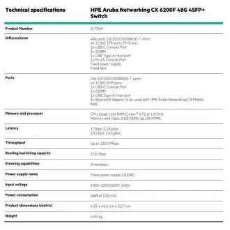 HPE Aruba Networking CX 6200F 48G 4SFP  Switch JL726AR RENEW
