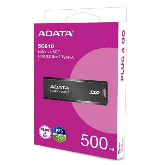 ADATA Externe SSD 500GB SC610, USB-A 3.2, schwarz