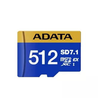 ADATA MicroSDXC-Karte 512GB Premier Extreme SD7.1, U3, C10, V30 (R:800/W:700 MB/s) ADATA MicroSDXC-Karte 512GB Premier Extreme SD7.1, U3, C10, V30 (R:800/W:700 MB/s)