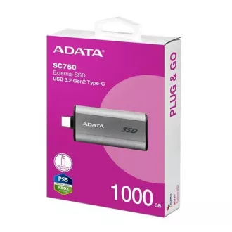 ADATA Externe SSD 1TB SC750, USB-C 3.2 Gen2, Schwarz ADATA Externe SSD 1TB SC750, USB-C 3.2 Gen2, Schwarz
