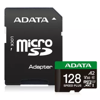 ADATA MicroSDXC-Karte 128GB Speed Plus, U3, C10, A2, V30 (R:180/W:160 MB/s)   SD-Adapter