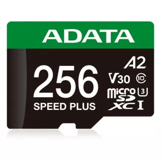 ADATA MicroSDXC-Karte 256GB Speed Plus, U3, C10, A2, V30 (R:180/W:160 MB/s)   SD-Adapter