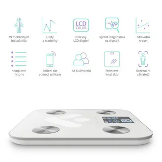 TrueLife FitScale W7 BT - Bioelektrische Impedanz-Bluetooth-Waage - Weiß