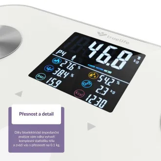TrueLife FitScale W7 BT - Bioelektrische Impedanz-Bluetooth-Waage - Weiß