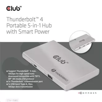 Club3D hubThunderbolt 4 Portable 5-in-1 Hub mit Smart Power