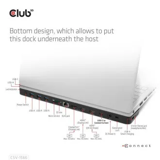 Club3D Dockingstation USB-C 12v1, 1xDP, 2xHDMI, 1xUSB-C, 5xUSB, 1xRJ45, 1x3.5mm, SD Kartenleser, schwarz Club3D Dockingstation USB-C 12v1, 1xDP, 2xHDMI, 1xUSB-C, 5xUSB, 1xRJ45, 1x3.5mm, SD Kartenleser, schwarz