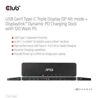Club3D Dockingstation USB-C 12v1, 1xDP, 2xHDMI, 1xUSB-C, 5xUSB, 1xRJ45, 1x3.5mm, SD Kartenleser, schwarz Club3D Dockingstation USB-C 12v1, 1xDP, 2xHDMI, 1xUSB-C, 5xUSB, 1xRJ45, 1x3.5mm, SD Kartenleser, schwarz
