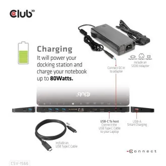 Club3D Dockingstation USB-C 12v1, 1xDP, 2xHDMI, 1xUSB-C, 5xUSB, 1xRJ45, 1x3.5mm, SD Kartenleser, schwarz Club3D Dockingstation USB-C 12v1, 1xDP, 2xHDMI, 1xUSB-C, 5xUSB, 1xRJ45, 1x3.5mm, SD Kartenleser, schwarz