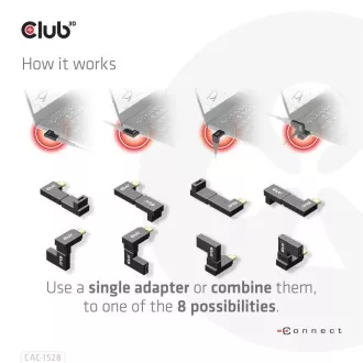 Club3D USB-C Gen2 abgewinkelter Adapter 2er-Set, 4K120Hz, 240W, (M/F) Club3D USB-C Gen2 abgewinkelter Adapter 2er-Set, 4K120Hz, 240W, (M/F)