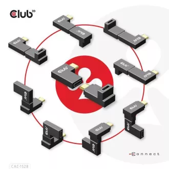 Club3D USB-C Gen2 abgewinkelter Adapter 2er-Set, 4K120Hz, 240W, (M/F) Club3D USB-C Gen2 abgewinkelter Adapter 2er-Set, 4K120Hz, 240W, (M/F)