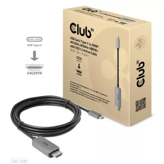 Club3D USB-C zu HDMI Kabel, 4K120Hz 8K60Hz HDR10 mit DSC1.2, Aktives Kabel, M/M, 3m Club3D USB-C zu HDMI Kabel, 4K120Hz 8K60Hz HDR10 mit DSC1.2, Aktives Kabel, M/M, 3m