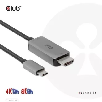 Club3D USB-C zu HDMI Kabel, 4K120Hz 8K60Hz HDR10 mit DSC1.2, Aktives Kabel, M/M, 3m Club3D USB-C zu HDMI Kabel, 4K120Hz 8K60Hz HDR10 mit DSC1.2, Aktives Kabel, M/M, 3m