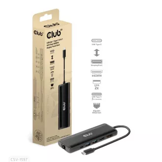 Club 3D Docking Station USB-C 8v1, 1xDP, 1xHDMI, 1xUSB-C PD100W, 2xUSB, SD-Kartenleser, grau Club 3D Docking Station USB-C 8v1, 1xDP, 1xHDMI, 1xUSB-C PD100W, 2xUSB, SD-Kartenleser, grau
