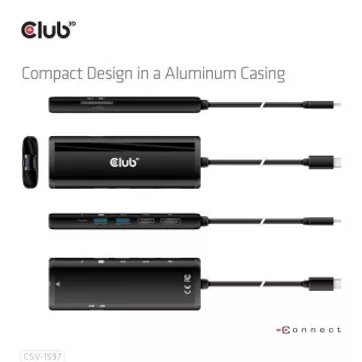 Club 3D Docking Station USB-C 8v1, 1xDP, 1xHDMI, 1xUSB-C PD100W, 2xUSB, SD-Kartenleser, grau Club 3D Docking Station USB-C 8v1, 1xDP, 1xHDMI, 1xUSB-C PD100W, 2xUSB, SD-Kartenleser, grau