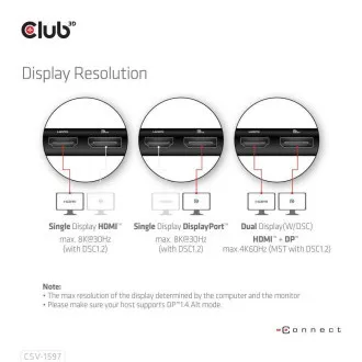 Club 3D Docking Station USB-C 8v1, 1xDP, 1xHDMI, 1xUSB-C PD100W, 2xUSB, SD-Kartenleser, grau