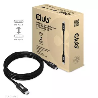 Club3D Kabel USB4 Gen3x2 Typ-C Reversible Kabel 8K60Hz, Daten 40 Gbps, PD 240W(48V/5A) EPR M/M 2m Club3D Kabel USB4 Gen3x2 Typ-C Reversible Kabel 8K60Hz, Daten 40 Gbps, PD 240W(48V/5A) EPR M/M 2m