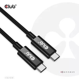 Club3D Kabel USB4 Gen3x2 Typ-C Reversible Kabel 8K60Hz, Daten 40 Gbps, PD 240W(48V/5A) EPR M/M 2m Club3D Kabel USB4 Gen3x2 Typ-C Reversible Kabel 8K60Hz, Daten 40 Gbps, PD 240W(48V/5A) EPR M/M 2m