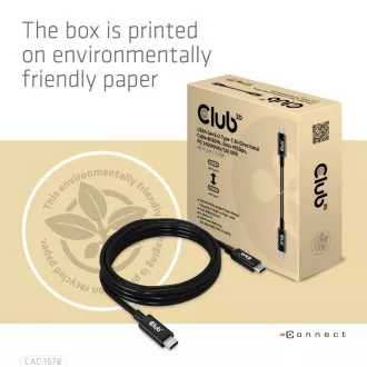 Club3D Kabel USB4 Gen3x2 Typ-C Reversible Kabel 8K60Hz, Daten 40 Gbps, PD 240W(48V/5A) EPR M/M 2m Club3D Kabel USB4 Gen3x2 Typ-C Reversible Kabel 8K60Hz, Daten 40 Gbps, PD 240W(48V/5A) EPR M/M 2m