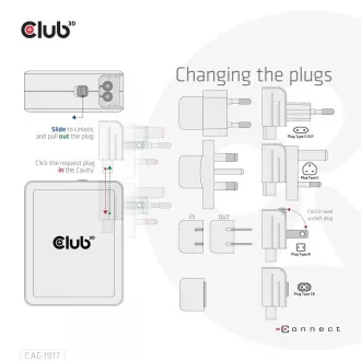 Club3D Reiseladegerät 140W GaN Technologie, 3xUSB-C, 1xUSB-A, PPS PD 3.1 Unterstützung Club3D Reiseladegerät 140W GaN Technologie, 3xUSB-C, 1xUSB-A, PPS PD 3.1 Unterstützung