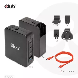 Club3D Reiseladegerät 140W GaN Technologie, 3xUSB-C, 1xUSB-A, PPS PD 3.1 Unterstützung Club3D Reiseladegerät 140W GaN Technologie, 3xUSB-C, 1xUSB-A, PPS PD 3.1 Unterstützung