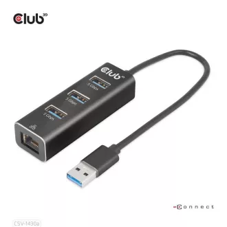 Club3D Hub, USB-A 3.2 Gen1 zu 3x USB 3.1, Gigabit Ethernet